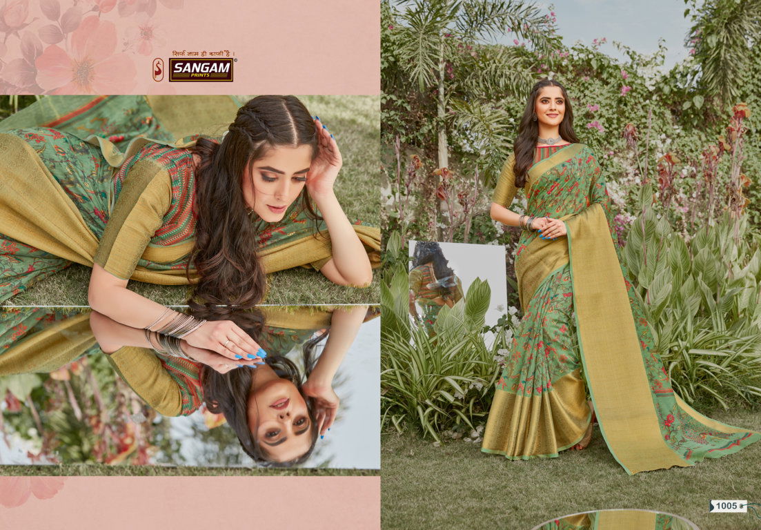 Sangam Ayana  Latest Fancy Designer Festive Wear Linen Silk Digital Printed Sarees Collection